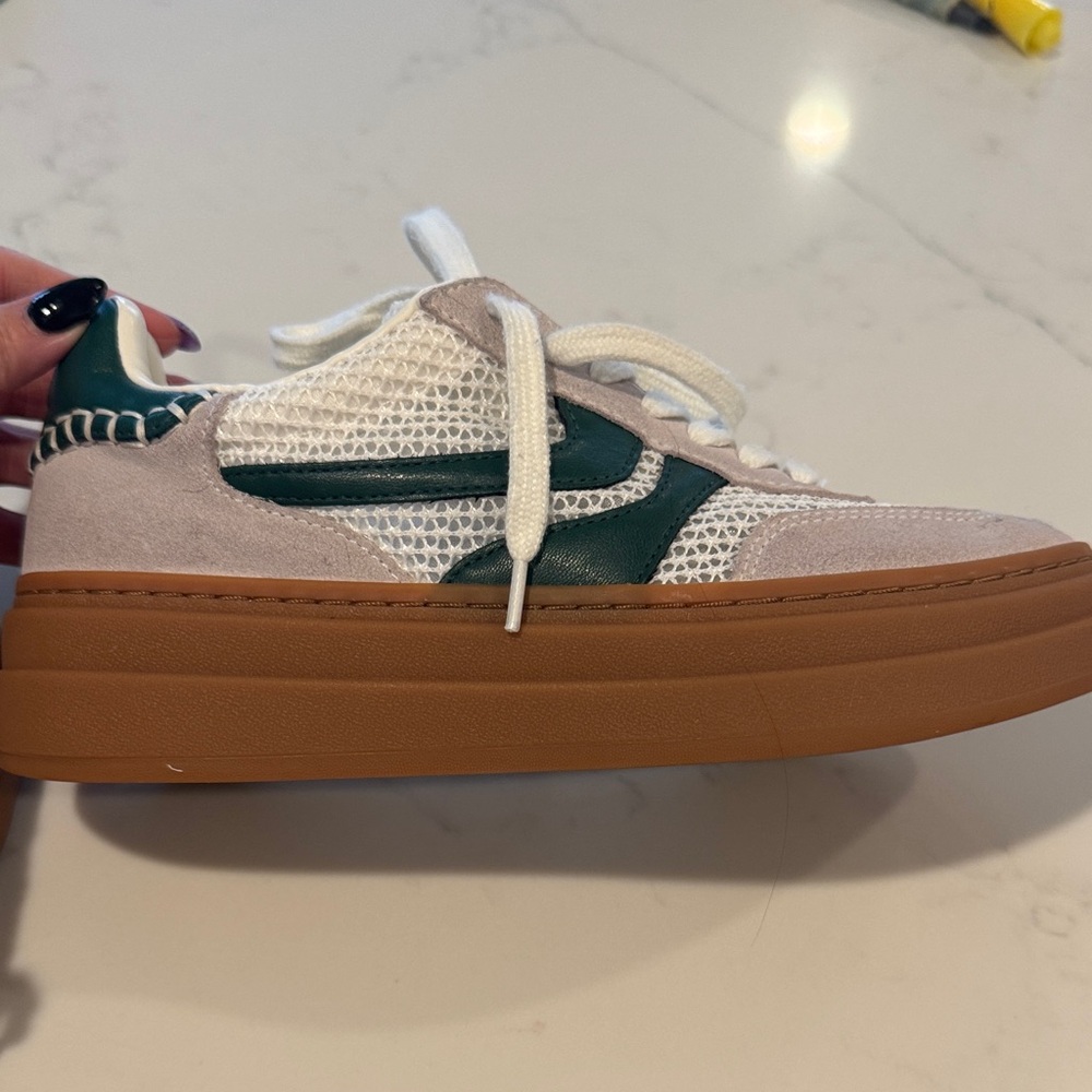 Steve Madden Green and Tan Sneakers